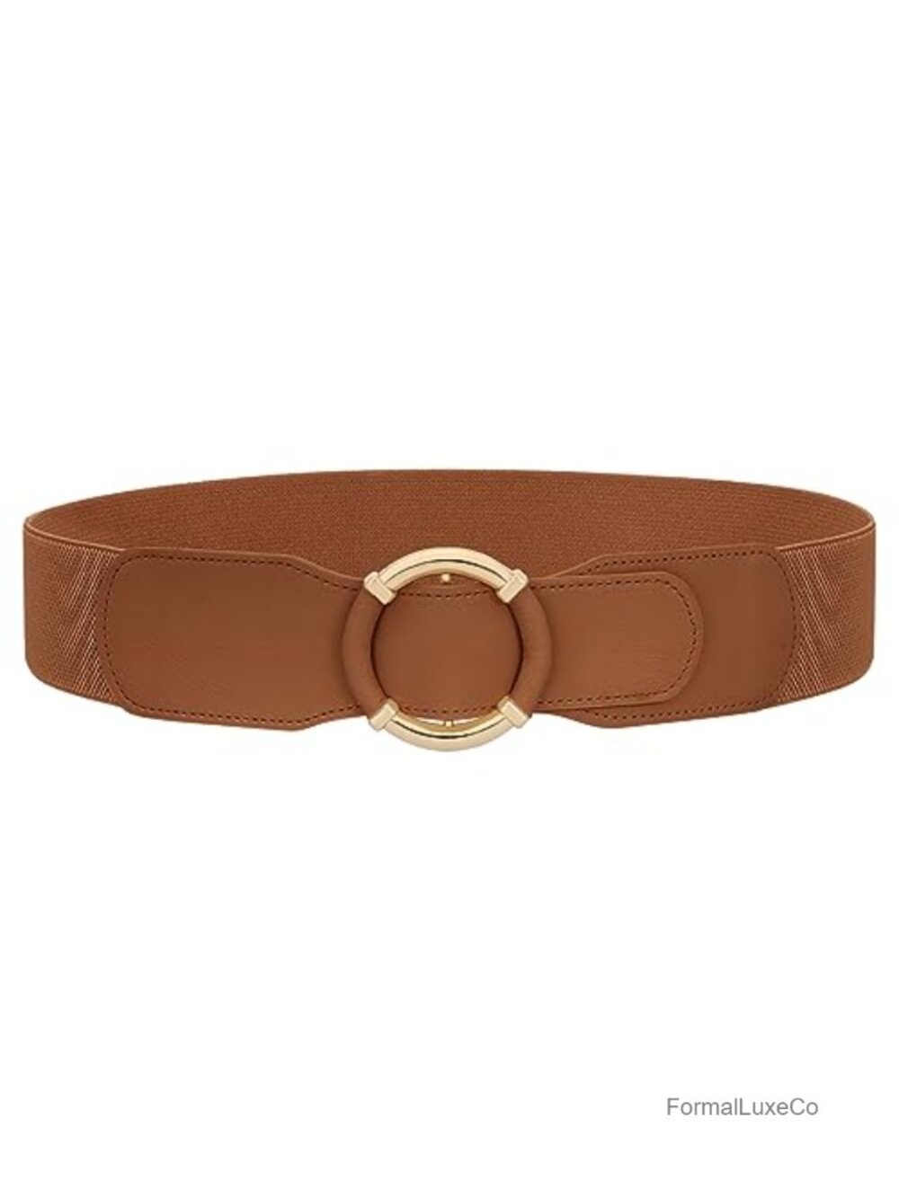 Vintage Wide Waist Belt Stretchy Elastic Circle Buckle Women's Dress Belt